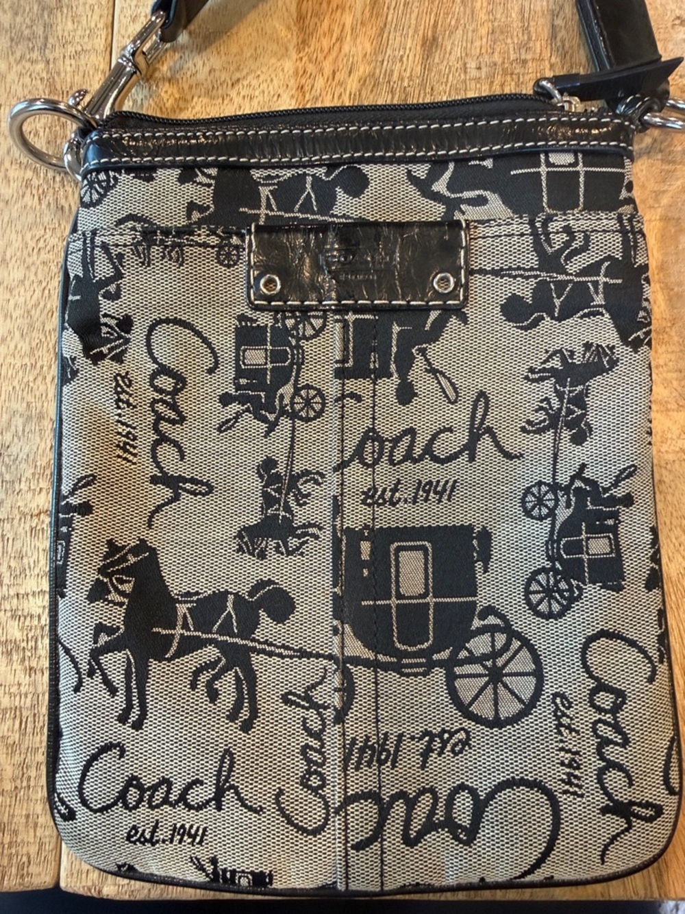 Coach Canvas Crossbody Bag in Black and Cream